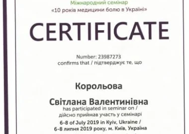 Certificate - TOP Clinic DENIS