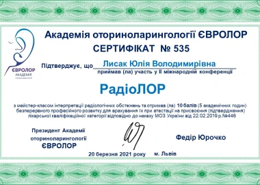 Certificate - TOP Clinic DENIS