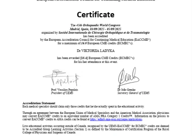 Certificate - TOP Clinic DENIS
