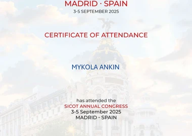 Certificate - TOP Clinic DENIS