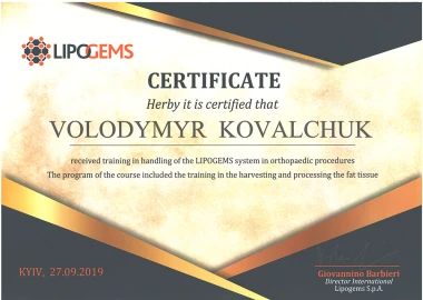 Certificate - TOP Clinic DENIS