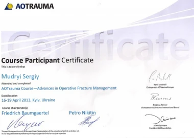 Certificate - TOP Clinic DENIS