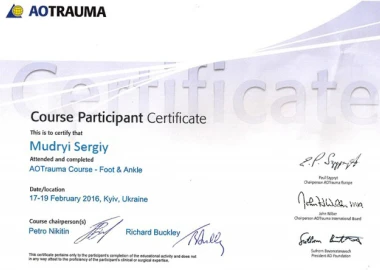 Certificate - TOP Clinic DENIS