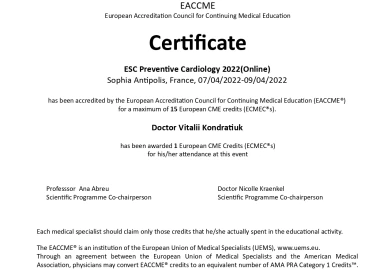 Certificate - TOP Clinic DENIS