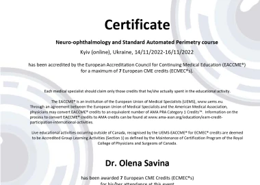 Certificate - TOP Clinic DENIS