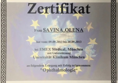 Certificate - TOP Clinic DENIS