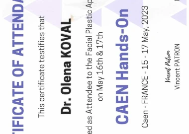 Certificate - TOP Clinic DENIS