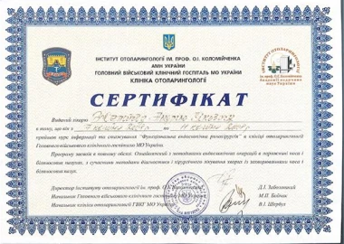 Certificate - TOP Clinic DENIS