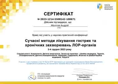 Certificate - TOP Clinic DENIS