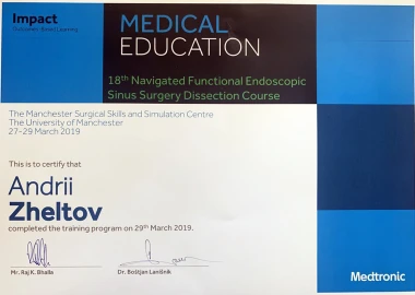 Certificate - TOP Clinic DENIS